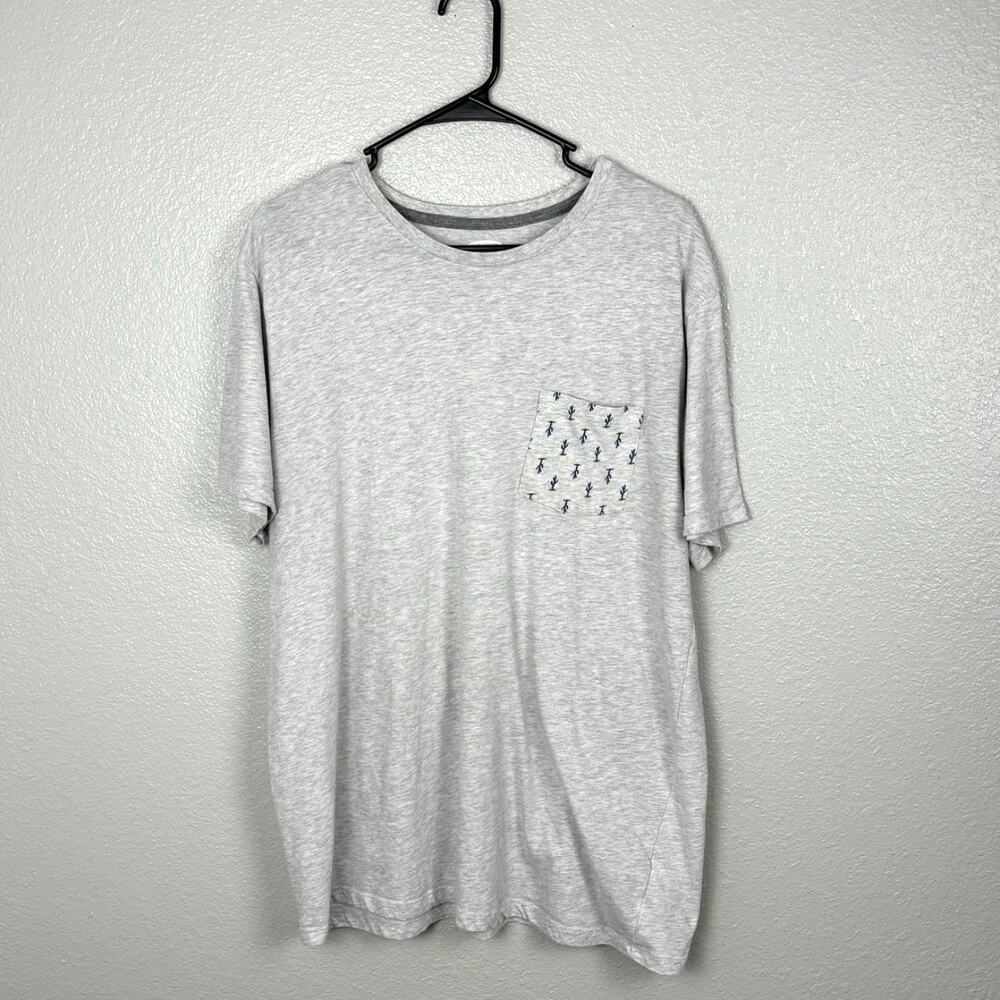 Old Navy Men’s Size XL Grey Cactus Pocket Crew Neck Short Sleeve Tee T-Shirt